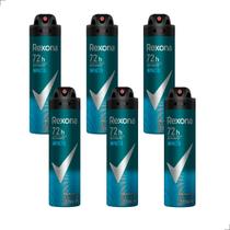 Kit com 6 Desodorante Aerosol Spray Masculino Impacto Rexona Frescor Duradouro Proteção Contra Odores 72h 150ml