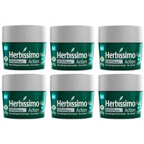 Kit Com 6 Desodorante Creme Fragrância Action Herbíssimo 55g
