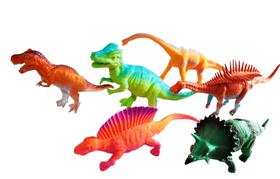 Kit com 6 Dinossauros Emborrachados Animais Coloridos Grande - Dino World