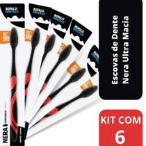 Kit Com 6 Escovas Dentais Nera Ultra Macia Búfalo Dentale