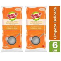 Kit com 6 Esponja Louças Delicadas Laranja SCOTCH Brite