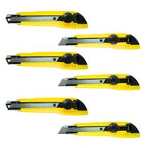 Kit com 6 Estiletes Seller P-600 18mm PSAI reforçado, trava giratória, quebrador integrado, uso profissional Kit com 6 Estiletes Seller P-600 18mm PSAI reforçado, trava giratória, quebrador integrado, uso profissional