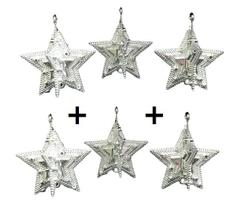 Kit com 6 Estrelas de 5 Pontas Enfeite Natalino para Pendurar 5x5 cm Kit com 6 Estrelas de 5 Pontas Enfeite Natalino para Pendurar 5x5 cm