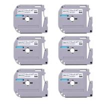KIT COM 6 FITAS BRANCAS ROTULADOR BROTHER COMPATÍVEL Mk231 M231 Mk 231