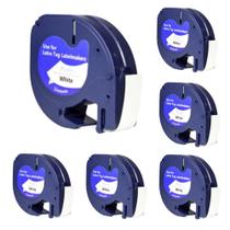 Kit com 6 fitas brancas Rotulador Dymo Letratag plástica compatível 91201