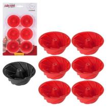 Kit com 6 Formas de Silicone com Furo para Mini Pudim Cupcake Petit Gateau - Linha Candy - ART HOUSE Kit com 6 Formas de Silicone com Furo para Mini Pudim Cupcake Petit Gateau - Linha Candy - ART HOUSE