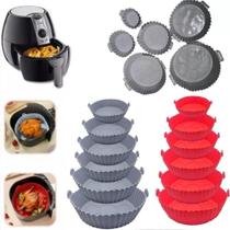 Kit com 6 Formas de Silicone Premium Antiaderente para Air Fryer, Reutilizável, Universal, Compatível com Forno, Microondas e Fritadeira Elétrica Lin
