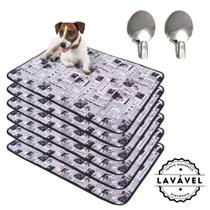 Kit com 6 Fraldas de Câes p/Chão 100x70 Jornal com ganchos - 3 Camadas - Alta Absorção