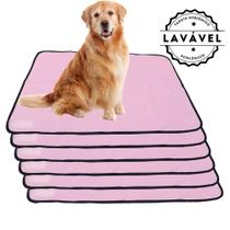 Kit com 6 Fraldas de Câes p/Chão 100x70 Rosa 200 Lavagens - Alta Absorção - Ecológico