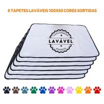 Kit com 6 Fraldas de Câes p/Chão 100x70 Sortidos 200 Lavagens - Alta Absorção - Ecológico