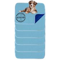 Kit com 6 Fraldas de Câes p/Chão 70x50 Azul 200 Lavagens - Alta Absorção Vila Flor Kit com 6 Fraldas de Câes p/Chão 70x50 Azul 200 Lavagens - Alta Absorção Vila Flor