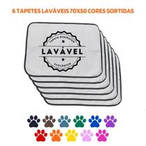 Kit com 6 Fraldas de Cães p/Chão 70x50 Sortidos 200 Lavagens - Alta Absorção - Ecológico