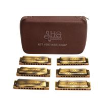 Kit Com 6 Gaitas Hering Vintage Harp A,C, D, E, F, G