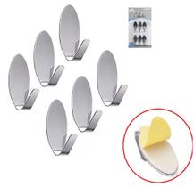 Kit com 6 Ganchos Cabide Adesivo Multiuso de Metal
