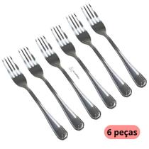 Kit com 6 Garfos Talher em Aço Inox Grande Bar Buffet Faqueiro Cozinha Utensilios