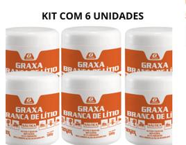 Kit com 6 Graxa Branca de Lítio Pura Resistente a Água 80G - Náutica - Garin