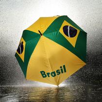 Kit com 6 GuardaChuva Tipo Bengala, Estampa Temática do Brasil, com 8 Varetas em Ferro, Cobertura em Tecido Poliéster