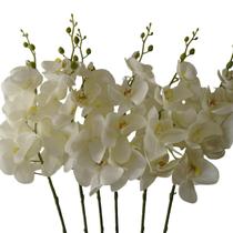 Kit com 6 hastes de orquídeas artificiais na cor branca