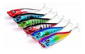 Kit Com 6 Isca Artificial Importada Superficie Popper 9 Cm