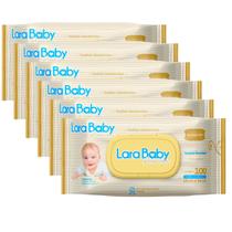 Kit Com 6 Lenço Umedecido Lara Baby Premium 100 Unidades Total 600