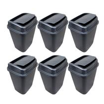 Kit Com 6 Lixeira Basculante 9 Litros Preta 3UD Plastic Kit Com 6 Lixeira Basculante 9 Litros Preta 3UD Plastic