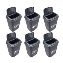 Kit Com 6 Lixeira Click 9 Litros Preta 3UD Plastic