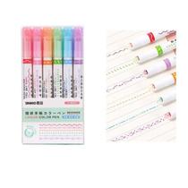 Kit Com 6 Marca Texto Linhas Desenhadas SH7008-06