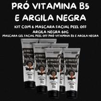 Kit com 6 Mascaras Gel Facial Peel Off Pro Vitamina B5 e Argila Negra 60g Dermachem