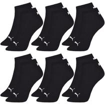 Kit com 6 Meias Esportiva Puma Cano Baixo Lisa Modelo Sapatilha Sport Calcanhar Verdadeiro Adulto
