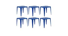 Kit Com 6 Mesa de Plástico Bela Vista - Azul - Mor
