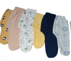 Kit com 6 Mijão Calça Bebê Pé Fechado Menino