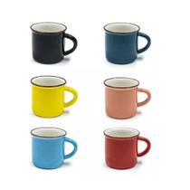 Kit com 6 Mini Canecas de Porcelana Coloridas - 5cm - Chá Café Canequinha AG1195