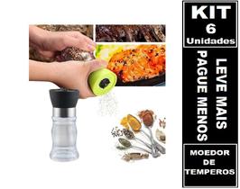 Kit com 6 Moedor De Tempero Pimenta Sal Especiarias Gourmet