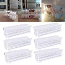 Kit Com 6 Organizadores Porta Ovos Para Geladeira Empilhável Acrílico UZ Kit Com 6 Organizadores Porta Ovos Para Geladeira Empilhável Acrílico UZ