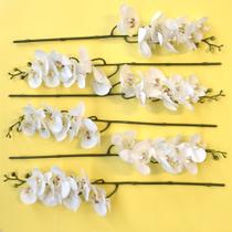 Kit com 6 Orquídeas de Silicone Brancas para Atacado - Flor Arte