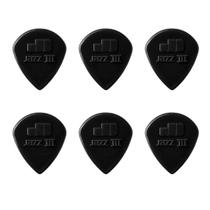 Kit com 6 Palhetas Dunlop Nylon Jazz III Preta
