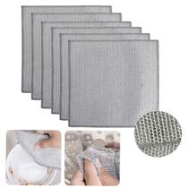 Kit com 6 Panos de Limpeza 20x20cm Dupla Face Plástico Abrasivo Remove Manchas