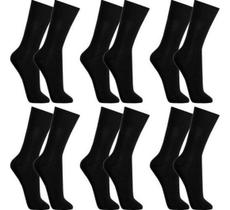 Kit com 6 pares de meia cano logo preta sporte adulto masculina