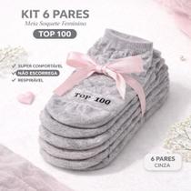 Kit com 6 pares de Meia Soquete Feminina Top 100 Confortável
