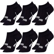 Kit com 6 Pares de Meias Adulto Puma Modelo Sapatilha Calcanhar Verdadeiro Lisa Básica Esportiva
