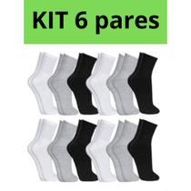 Kit com 6 Pares de Meias Cano Alto Algodão Unissex Tamanho único 36 ao 42 Kit com 6 Pares de Meias Cano Alto Algodão Unissex Tamanho único 36 ao 42