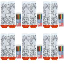 Kit Com 6 Pares De Meias Criativas De Pintar Colorir Com 6 Canetas Hidrocor Coloridas Menino Menina Kit Com 6 Pares De Meias Criativas De Pintar Colorir Com 6 Canetas Hidrocor Coloridas Menino Menina