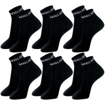 Kit com 6 Pares de Meias Hang Loose Modelo Cano Curto Lisa Básica Esportiva Calcanhar Verdadeiro