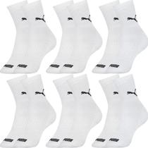Kit com 6 Pares de Meias Puma Modelo Cano Médio Lisa Básica Esportiva Calcanhar Verdadeiro Sport