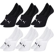 Kit com 6 Pares de Meias Puma Modelo Sapatilha Lisa Básica Esportiva Calcanhar Verdadeiro Invisível