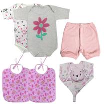 Kit Com 6 Pçs Presente Para Bebê Body Short Naninha Babador - Koala Baby