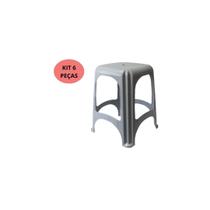 Kit com 6 peças banqueta banquinho niteroi cinza tramontina