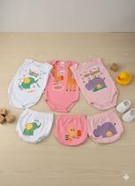 Kit Com 6 Peças De Body Regata E Capa De Fralda Suedine 3344