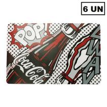 Kit com 6 Peças Jogo Americano Retangular Plástico Coca-Cola Pop Mesa Posta Cozinha Almoço Janta