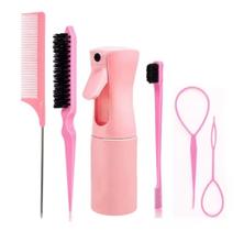 Kit Com 6 Peças Spray Pente Escova Cabelo Trança Penteado
